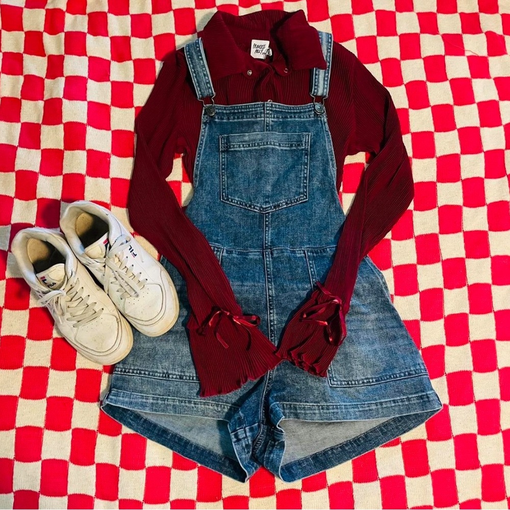 Princess Polly Retro Whimsigoth 70s Hippie Style Indie Boho Red Long Sleeve Top